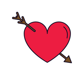 red heart with arrow isolated vector art