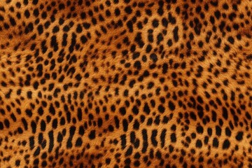 Beautiful seamless pattern with leopard or jaguar fur skin, wild nature endless texture rapport template. Generated with AI. - obrazy, fototapety, plakaty