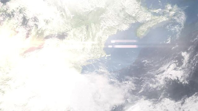 Zoom in from space and focus on Coventry, Rhode Island, USA. 3D Animation. Background for travel intro. Elements of this image furnished by NASA