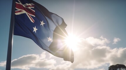 Australian flag waving against sky HD 8K wallpaper Stock Photography Photo Image