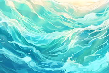 Fototapeta na wymiar ocean watercolor background sea waves pattern, generative ai