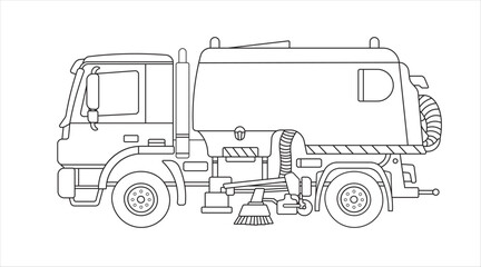 Vector illustration color children construction sweeper truck machine clipart