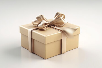 Gift box with ribbon bow isolated on white background, Generative AI