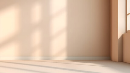 Abstract pastel beige wall background with shadows of window created with Generative AI technology