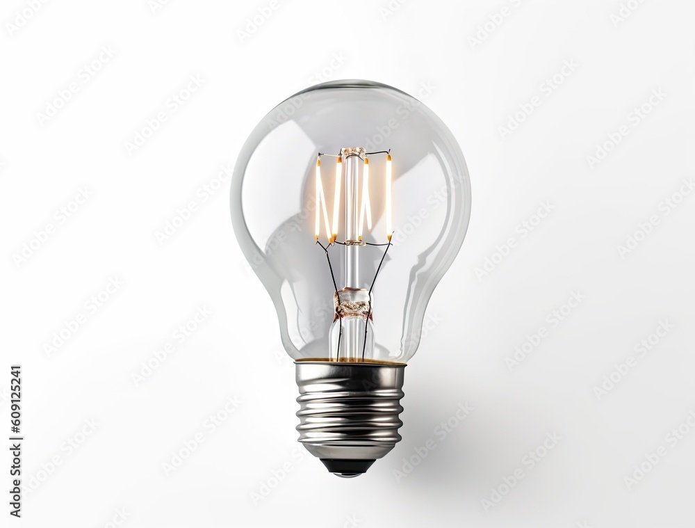 Poster light bulbs on blue background created with generative ai technology