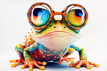 Cartoon colorful toad or frog with sunglasses on isolated background. Created with generative ai
