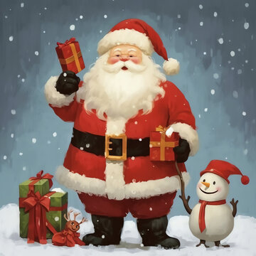 Christmas Social Media posts wishes of Santa Claus, Reindeer and Christmas Lights make with Generative AI
