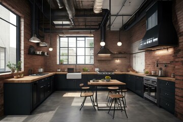 Fototapeta na wymiar Kitchen industrial-style interior design