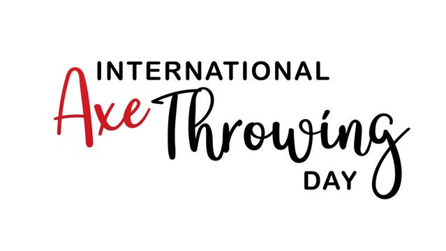 international axe throwing day animation. 4k animated greeting card. gift card. green screen and alpha channel.
