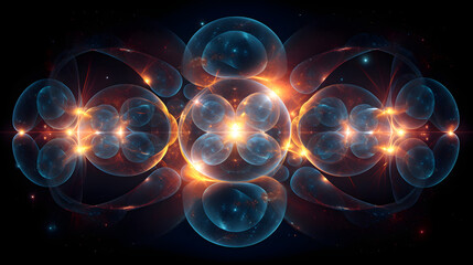 Obraz premium Glowing orbs forming an intricate pattern reminiscent of a celestial map created with Generative AI technology