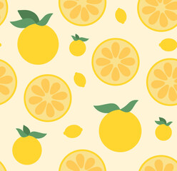 Lemon Vector, Lemon Pattern, Summer Pattern, Citrus Pattern, Orange Pattern, Lemon Wallpaper, Seamless Repeat Pattern Vector Illustration Background