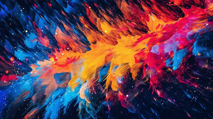 Abstract background of Expressive Color Splashes. Generative AI