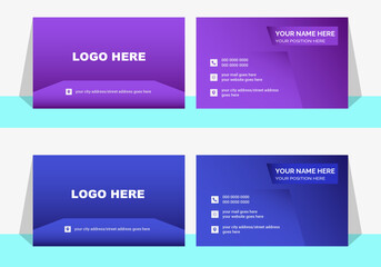 Double-sided creative business card template.Gradient business card clean design vector template.
