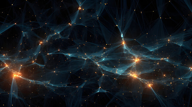 A digital web of interconnected nodes expanding infinitely in all directions created with Generative AI technology