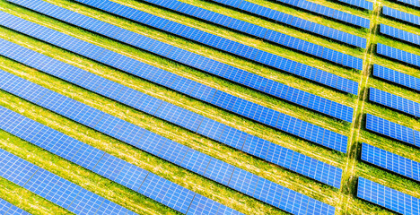a modern solar park from above panorama