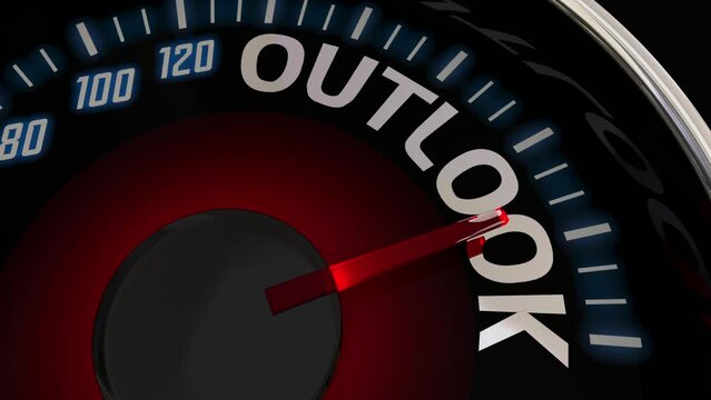 Outlook Speedometer Rising Growth Forecast Positive Momentum Level 3d Animation
