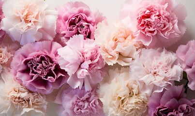 a group of pink and white flowers on a white background.  generative ai