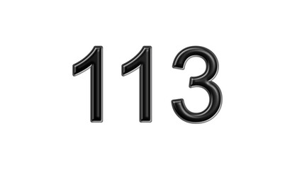 113 black lettering white background year number