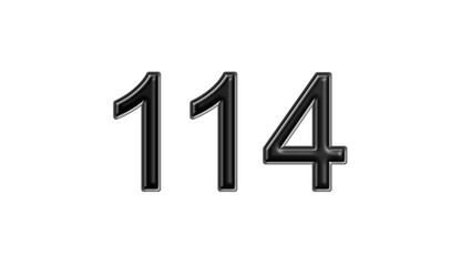 114 black lettering white background year number