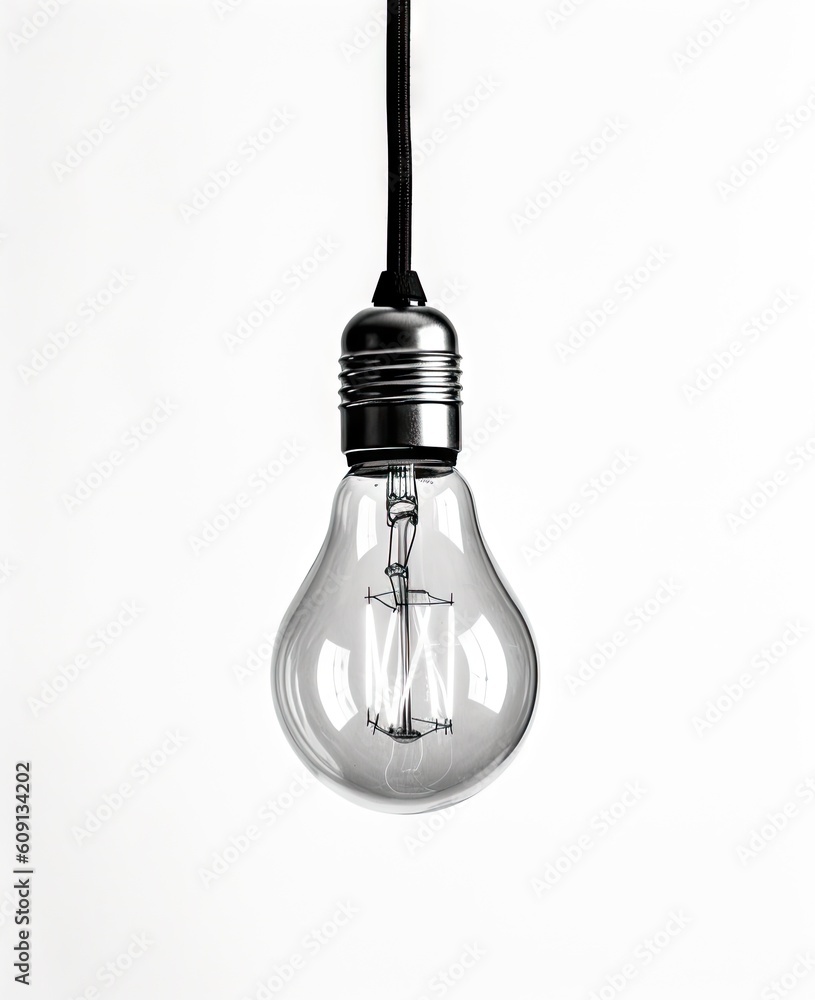 Poster light bulb isolated on white background. electricity concept. created with generative ai technology