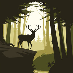 A deer in the forest. Beautiful landscape