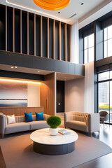 Aesthetic interiors and office spaces. Generative AI