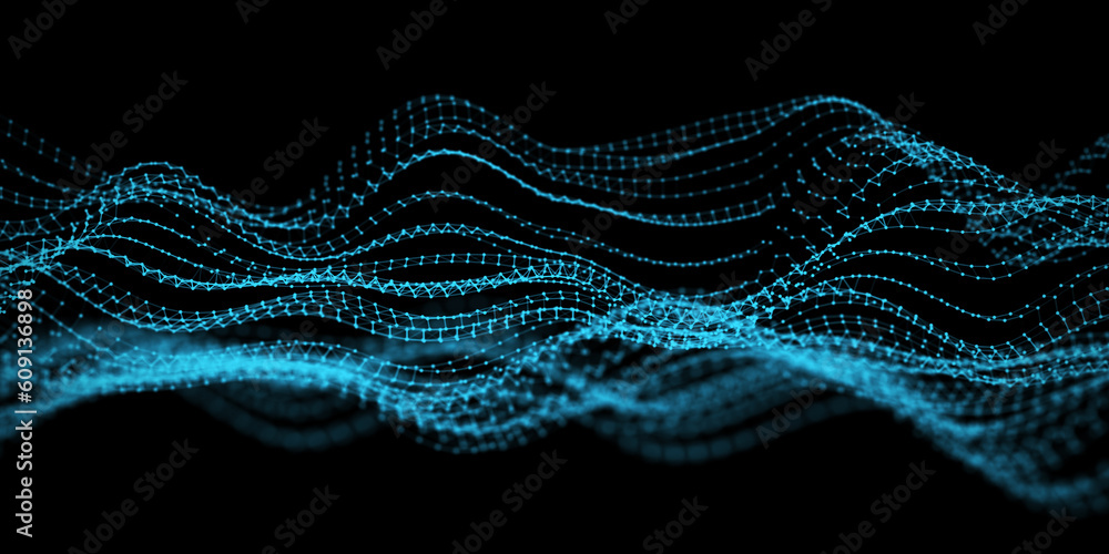 Aufkleber abstract blue style network wavy texture. the futuristic structure of dna effect. big data visualiza