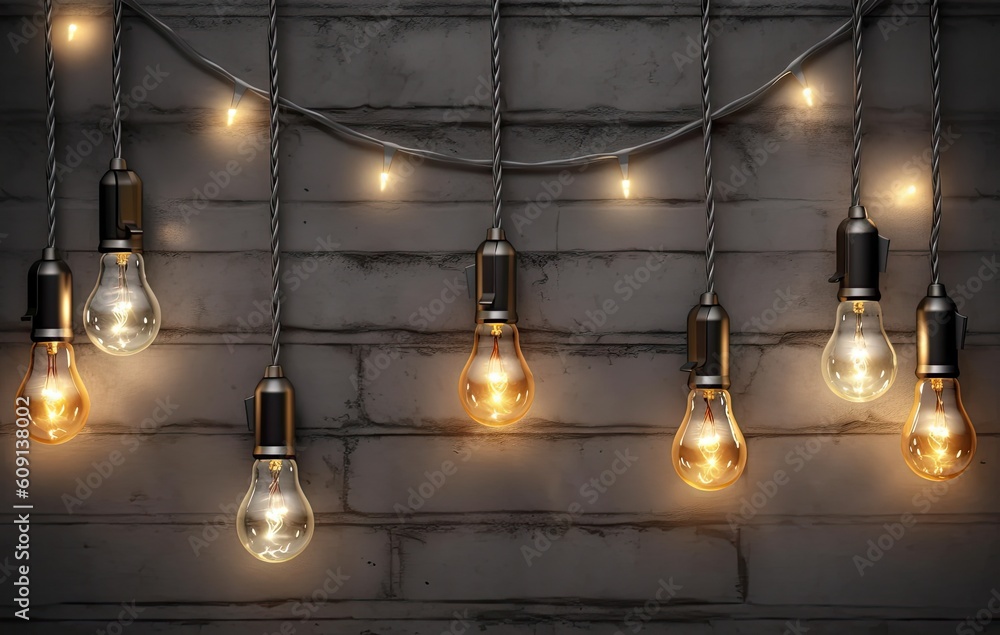 Poster vintage glowing light bulb on black background. electricity concept created with generative ai techn