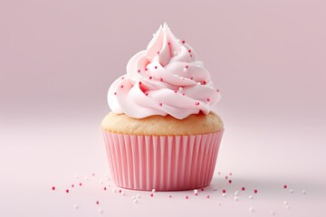 Perfect Cupcake muffin in bright pastel colors on a simple background, Created with generative AI tools