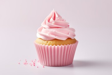 Perfect Cupcake muffin in bright pastel colors on a simple background, Created with generative AI tools