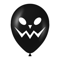 Halloween black balloon illustration with scary and funny face