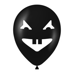 Halloween black balloon illustration with scary and funny face