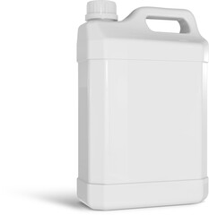 Gallon White Solid Plastic Bottle Jerrycan Isolated White 3D Rendering