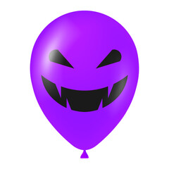 Halloween purple balloon illustration with scary and funny face