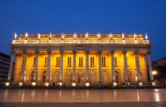 The Grand Theatre in Place de Comedie in the city of Bordeaux