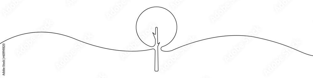 Poster tree icon line continuous drawing vector. one line tree icon vector background. tree icon. continuou