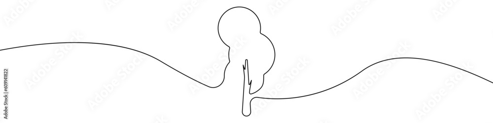 Poster tree icon line continuous drawing vector. one line tree icon vector background. tree icon. continuou