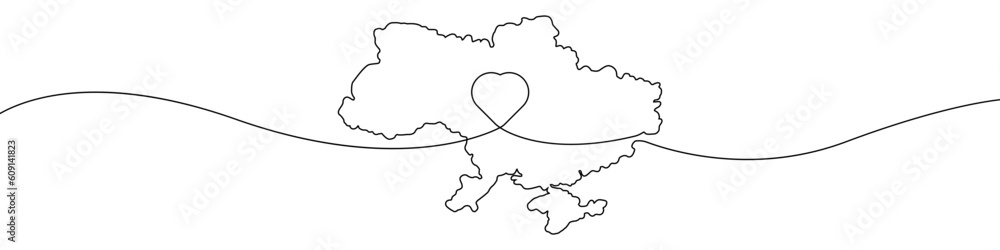 Poster map of ukraine icon line continuous drawing vector. one line map of ukraine icon vector background. 