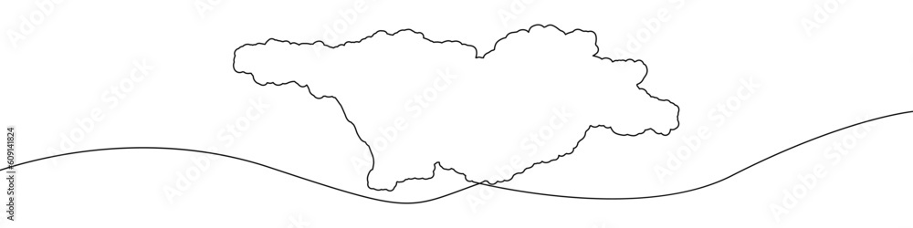 Poster map of sakartvelo icon line continuous drawing vector. one line map of georgia icon vector backgroun