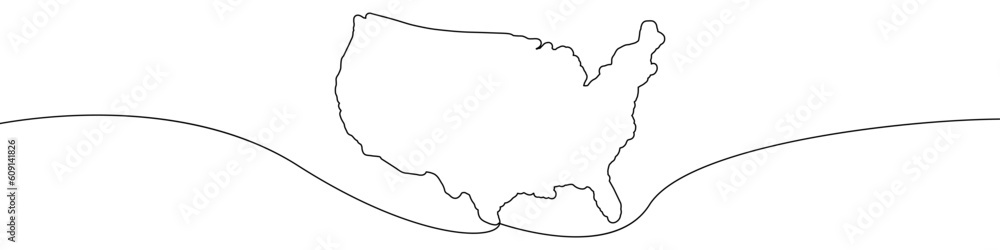 Poster map of usa icon line continuous drawing vector. one line map of usa icon vector background. map of u