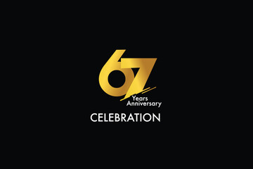 67th, 67 years, 67 year anniversary gold color on black background abstract style logotype. anniversary with gold color isolated on black background, vector design for celebration vector