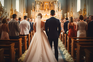 A wedding ceremony in a church. By Generative AI