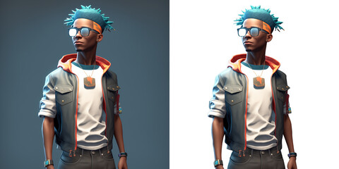 Young male video game character,  modern avatar. Isolated avatar illustration for gamers. Choose your profile pic and express your gaming fantasy. Generative AI. - 609144239