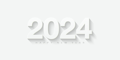 happy new year 2024 on white