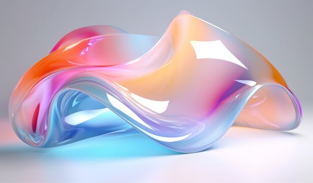 Colorful Wave with Delicate Materials: Light Gray and Pink Abstract Art. Generative AI.