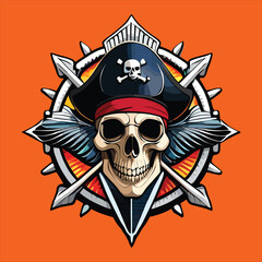 Pirate Jolly Roger T-shirt logo created with Illustrator