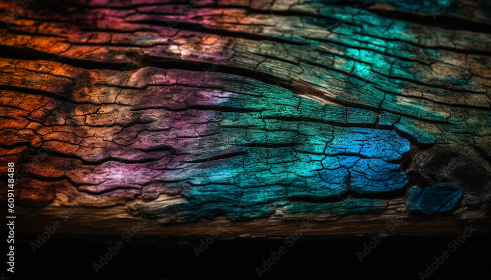 Poster abstract pattern of weathered hardwood on tree trunk generated by ai