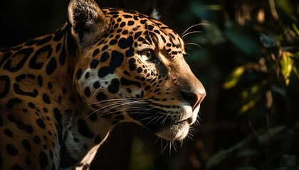 Majestic big cat staring in the wilderness generated by AI