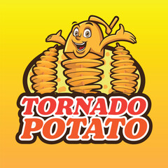 Tornado Potato Logo Mascot Design. Potato Logo Design. Street Food franchises Logo