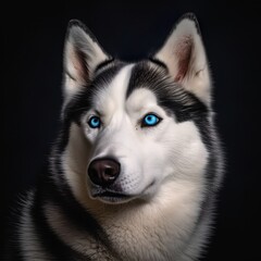 Majestic Siberian Husky Portrait with Stunning Blue Eyes